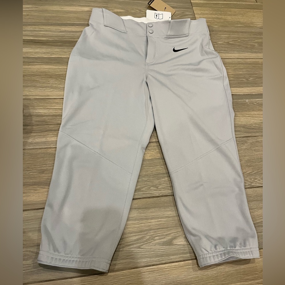 NWT Nike Softball Pants Womens Gray Diamond Silicone Grip Hem